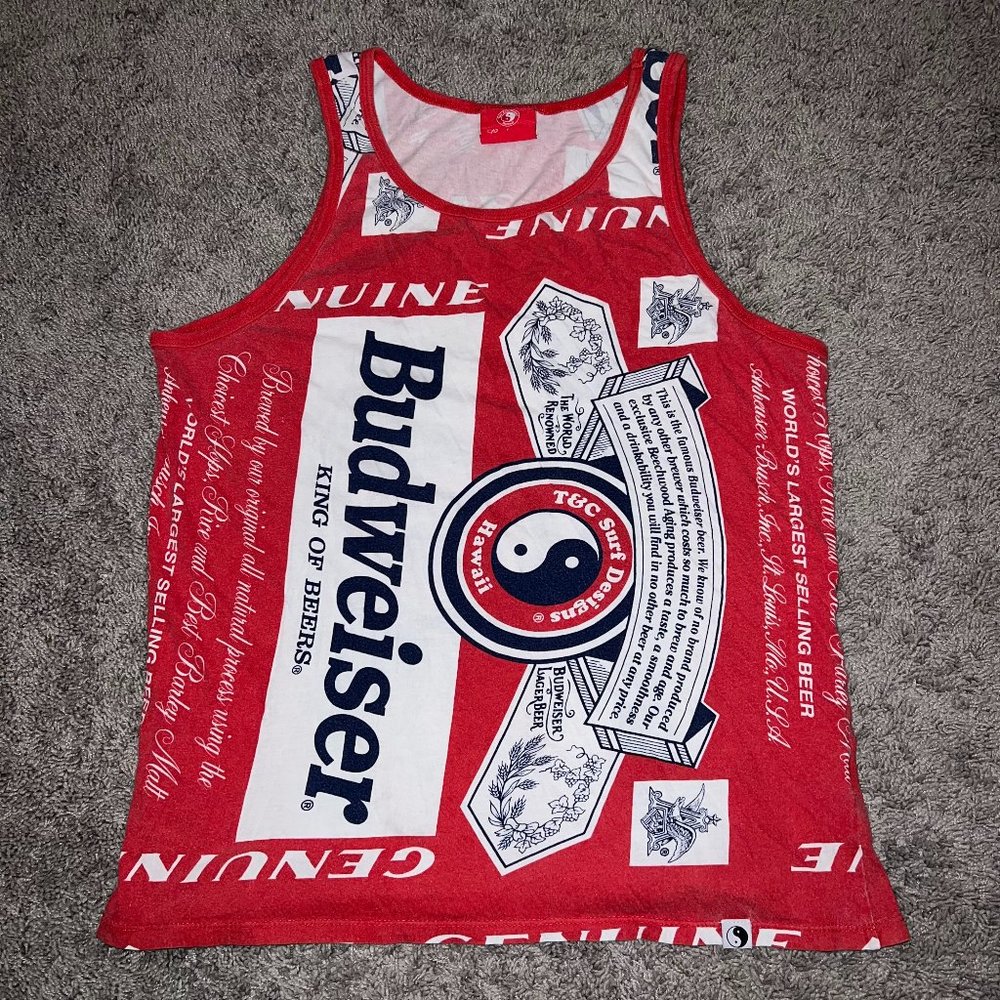 Men's Budweiser T&C Surf Designs Hawaii Tank Top Sleeveless Shirt Size Medium M